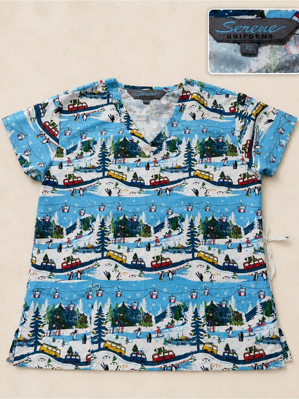 Festive Serene Uniforms women’s scrub top in size XL